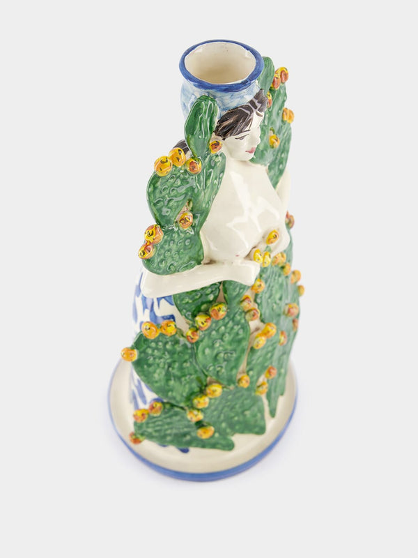 Cactus Lady Ceramic Candle Holder
