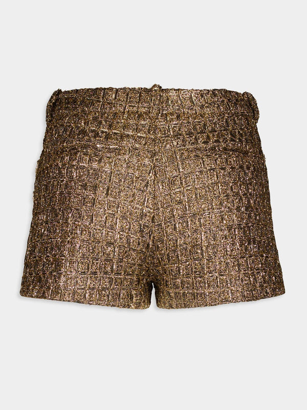 Mini Croco Metallic Tweed Shorts