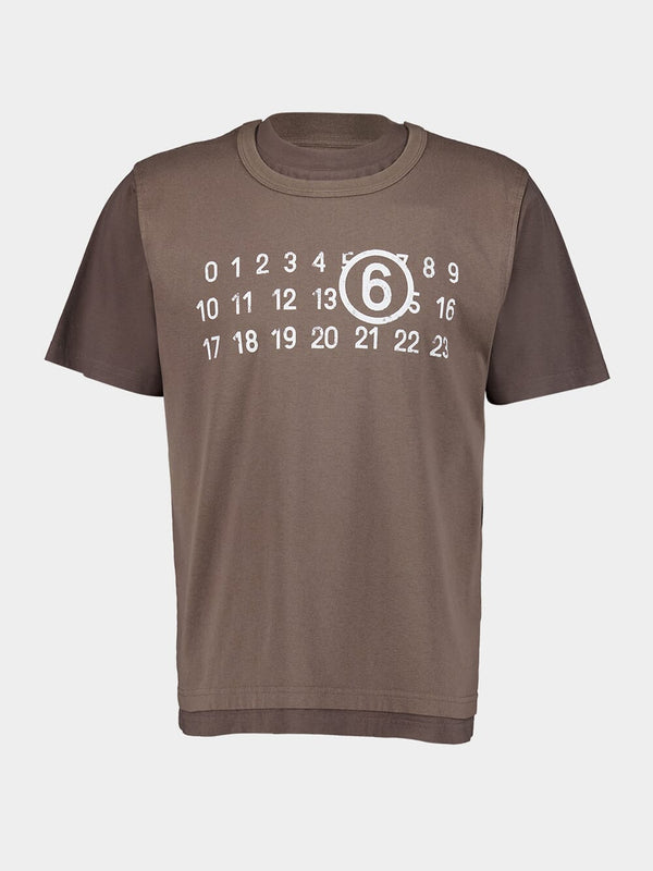 Two-Tone Numeric Print T-Shirt