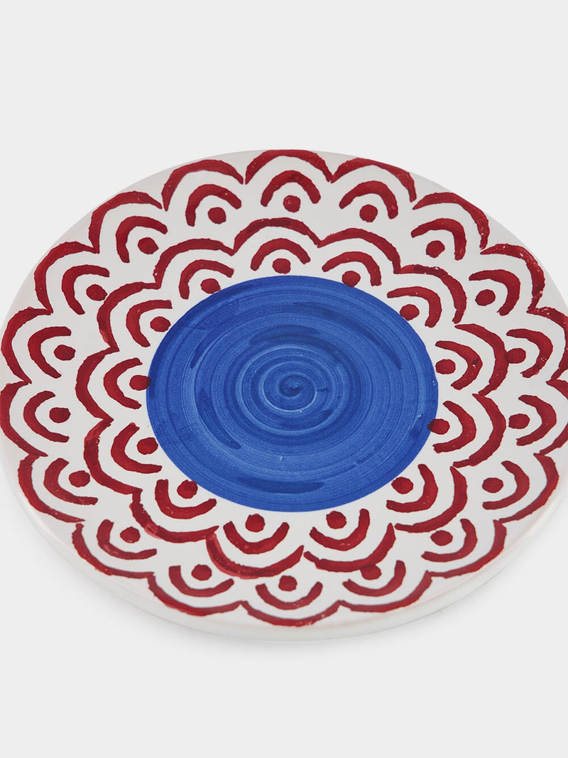 Red Sicily Handpainted Dessert Plate