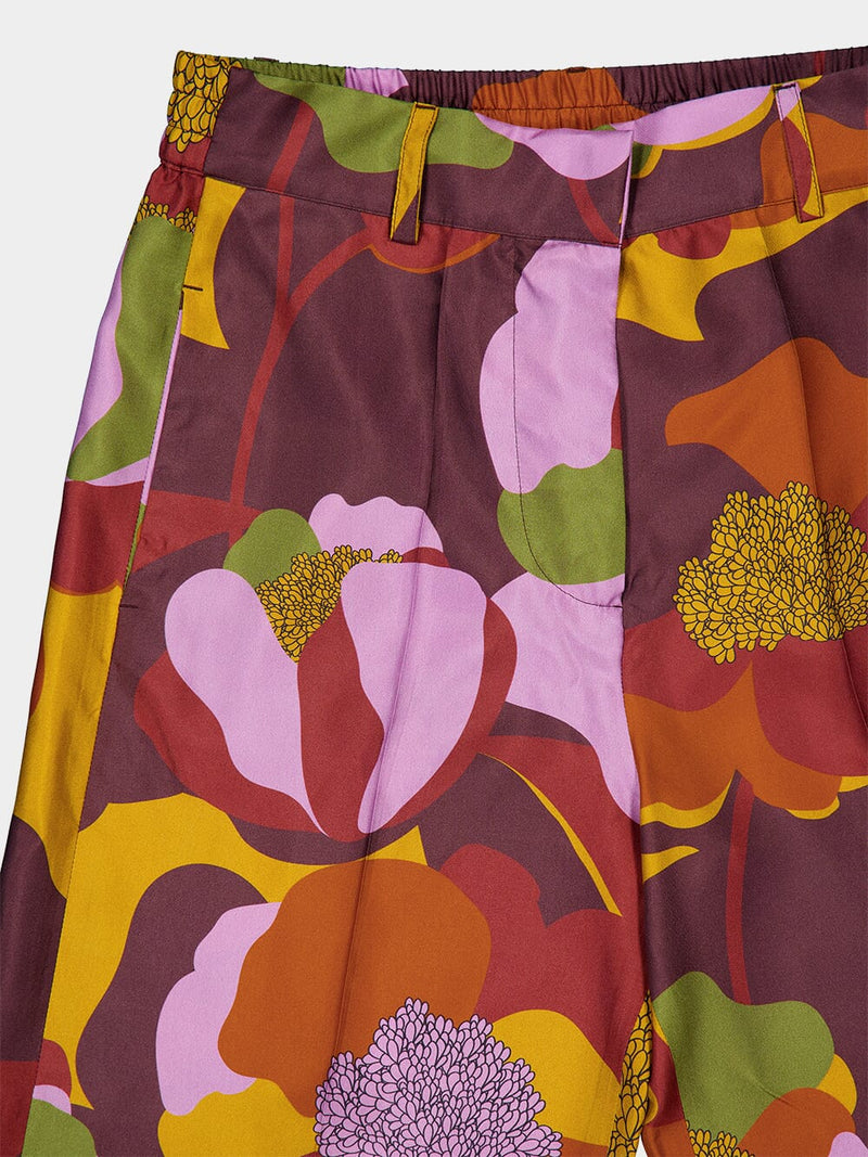 Sonia Floral Printed Silk Twill Pants
