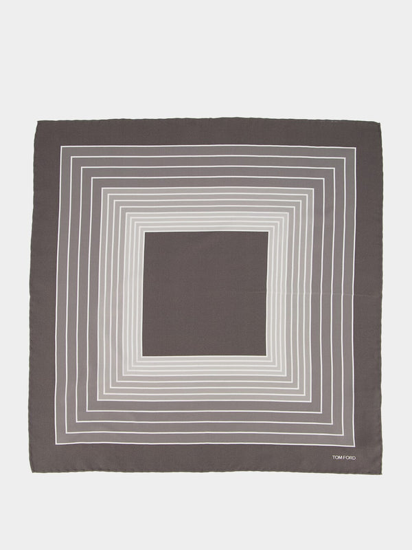 Geometric Print Grey Pocket Square
