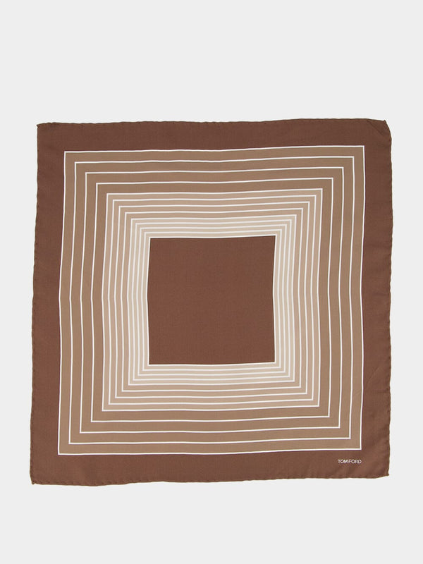 Geometric Print Brown Pocket Square