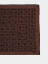 Brown Silk Square Checkered Scarf