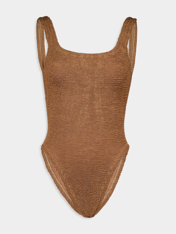 Square-Neck Crinkle-Effect Swimsuit
