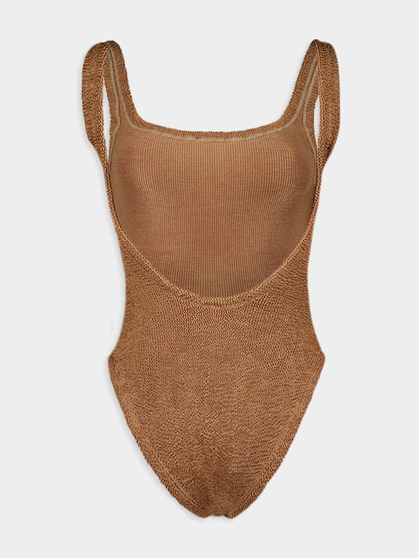 Square-Neck Crinkle-Effect Swimsuit