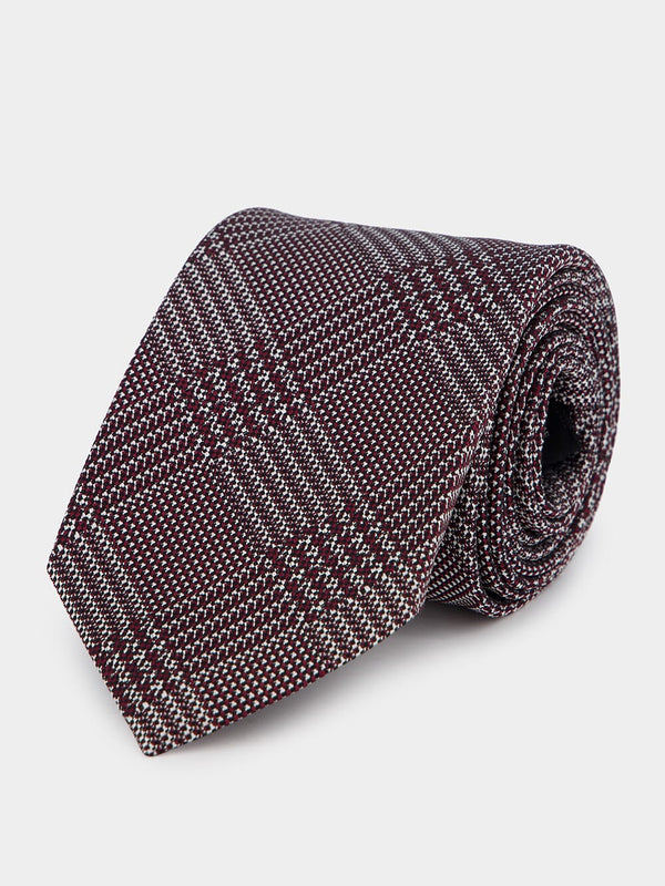 Burgundy Geometric Silk Tie