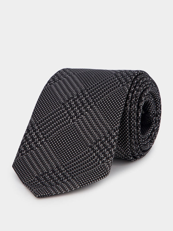 Dark Grey Geometric Silk Tie