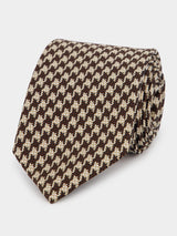 Brown Houndstooth Silk Tie