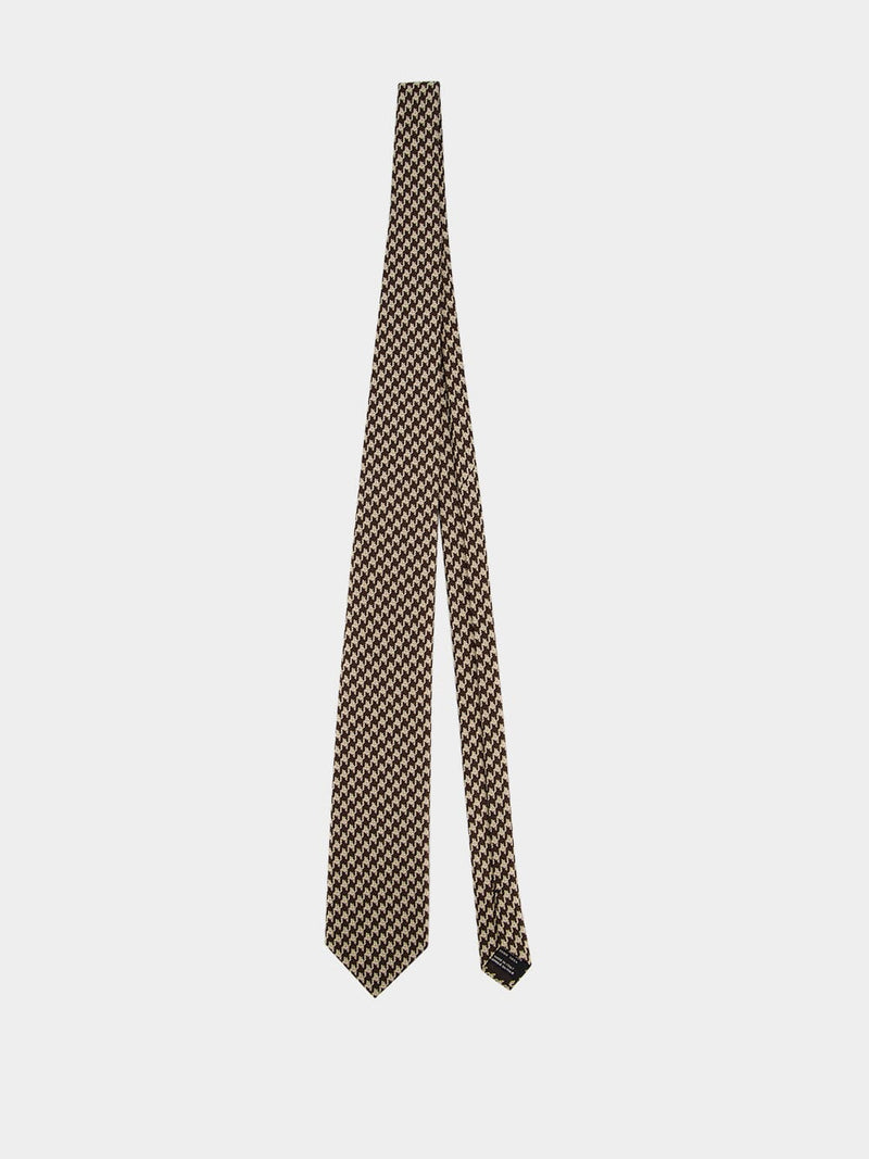 Brown Houndstooth Silk Tie