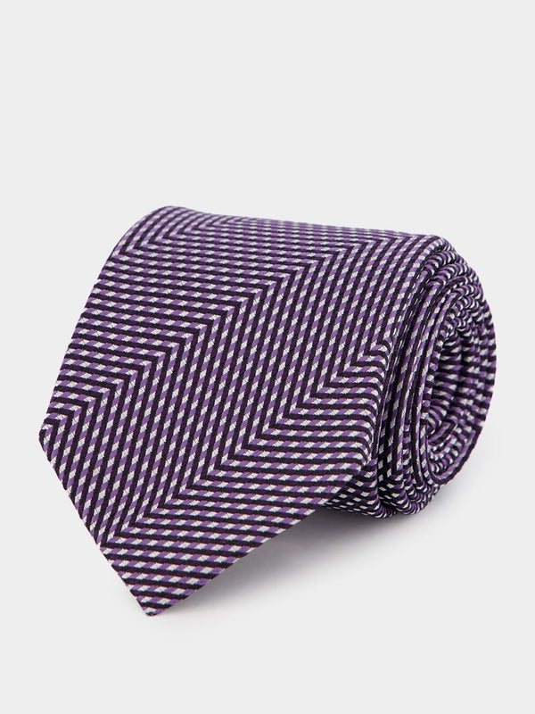 Purple Herringbone Silk Tie