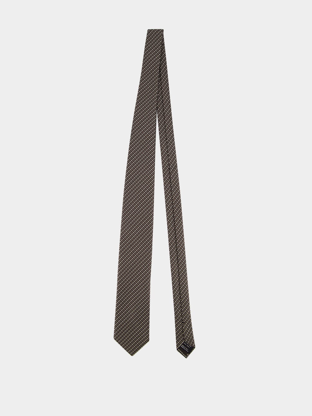 Brown Micro-Check Silk Tie