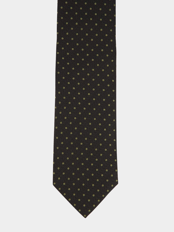 Dotted Olive Silk Tie
