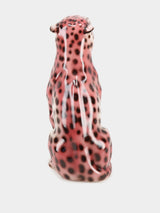 Pink Ceramic Leopard Sculpture