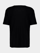 Black Ribbed U-Neck T-Shirt