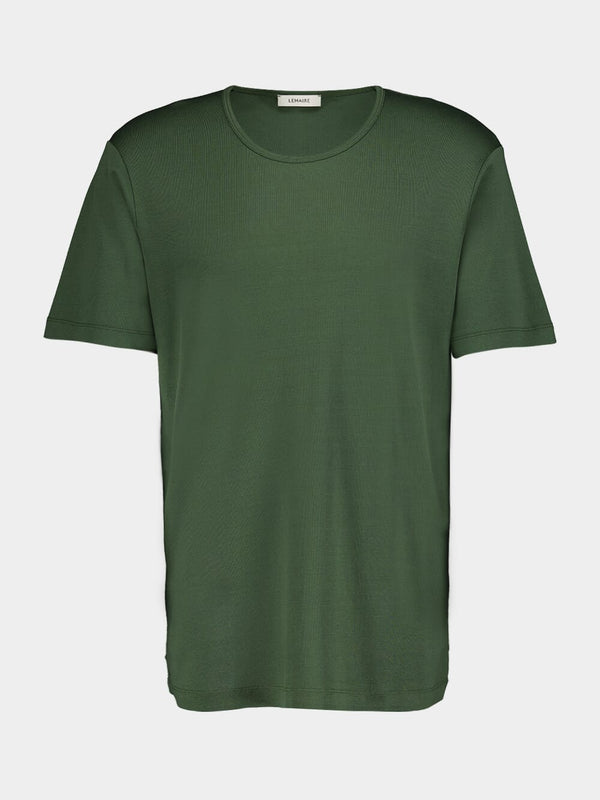 Green Ribbed U-Neck T-Shirt