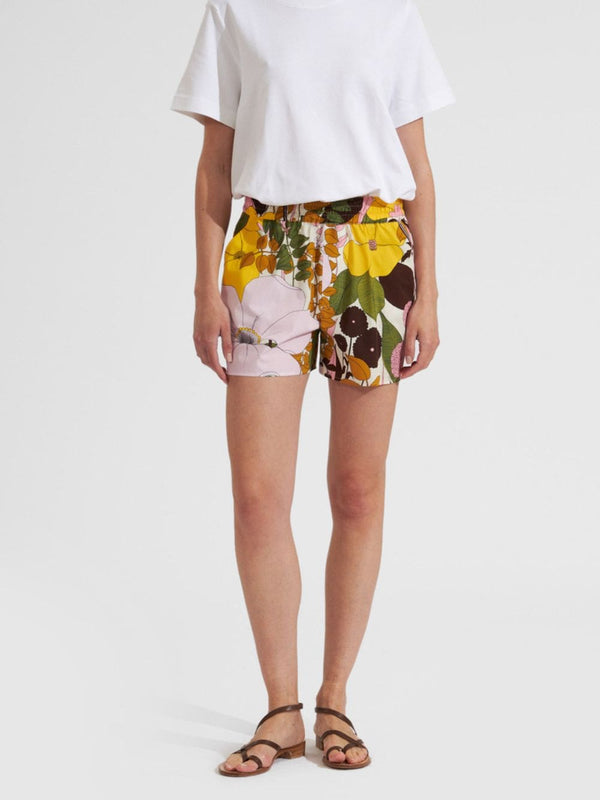 Big Flowers-Print Cotton Shorts