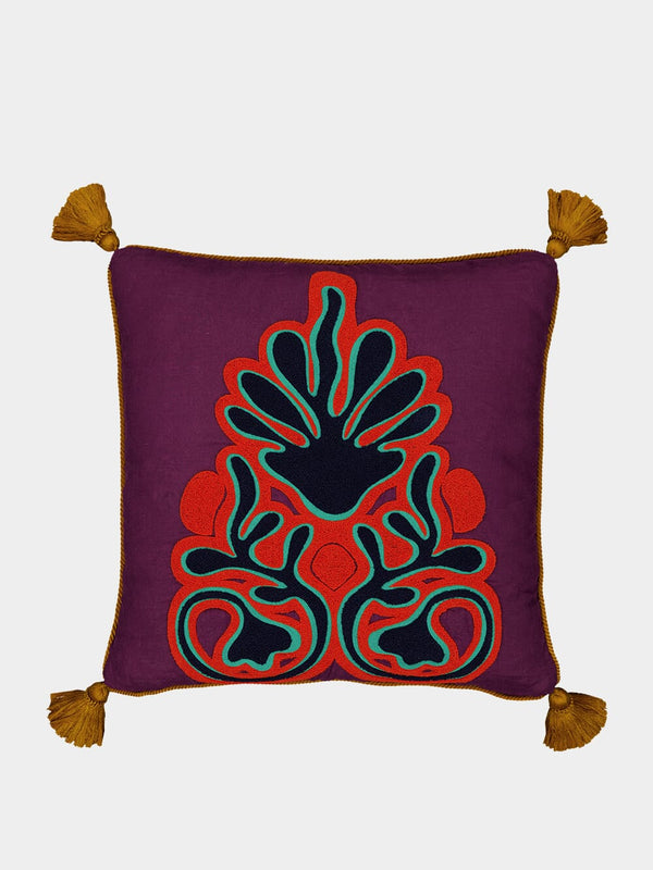 Onyx Embroidered Burgundy Cushion