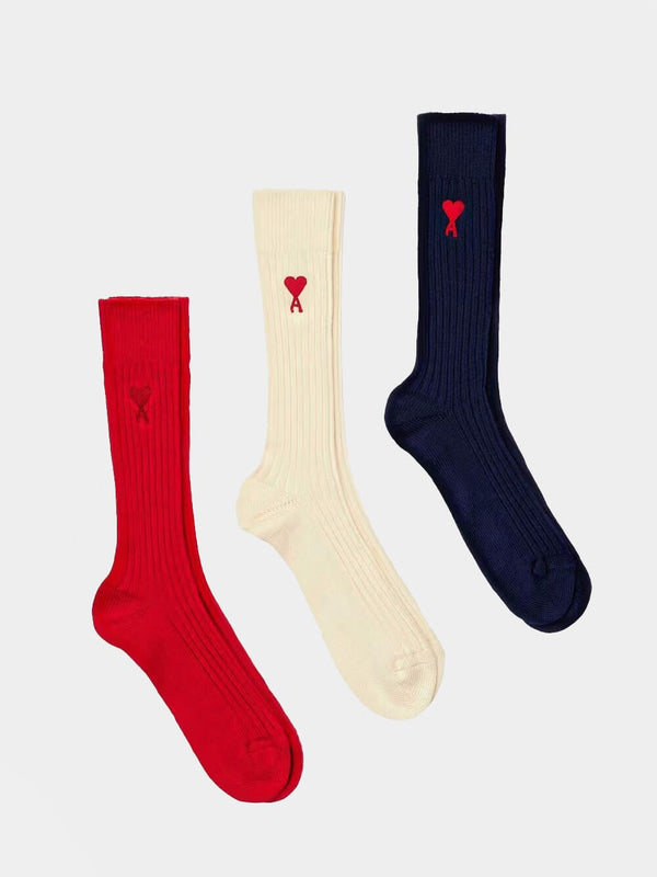 Pack of 3 Logo-Embroidered Ribbed-Knit Socks