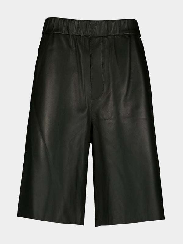 Knee-Length Leather Shorts