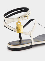 Leather Padlock Thong Sandals