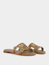 Woven Leather Slide Sandals