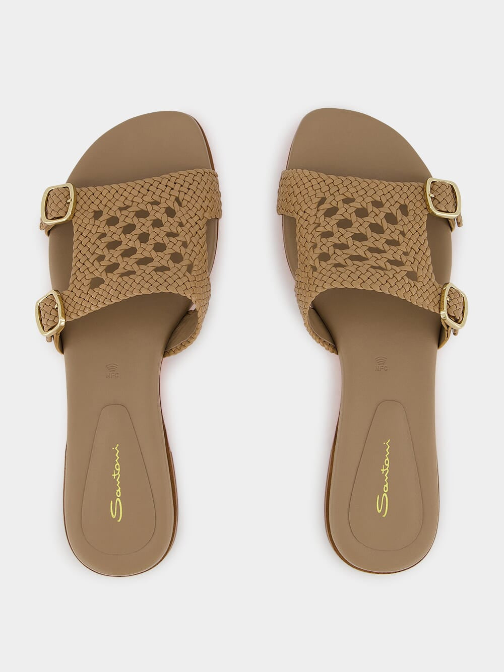Woven Leather Slide Sandals