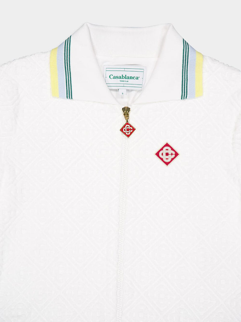 Embroidered Zip-Up Tennis Jacket