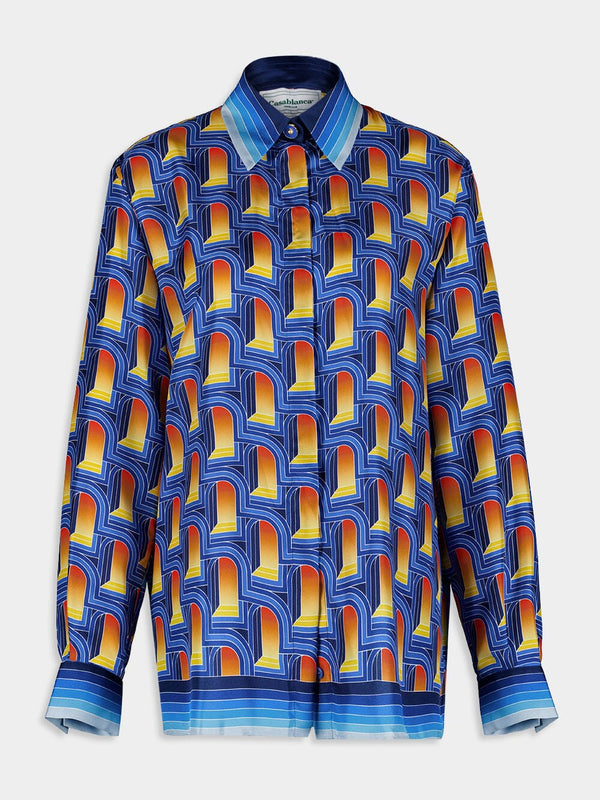Vibrant Silk Graphic Print Shirt