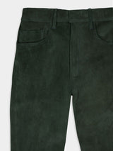 Zircon Suede Green Flared Pants