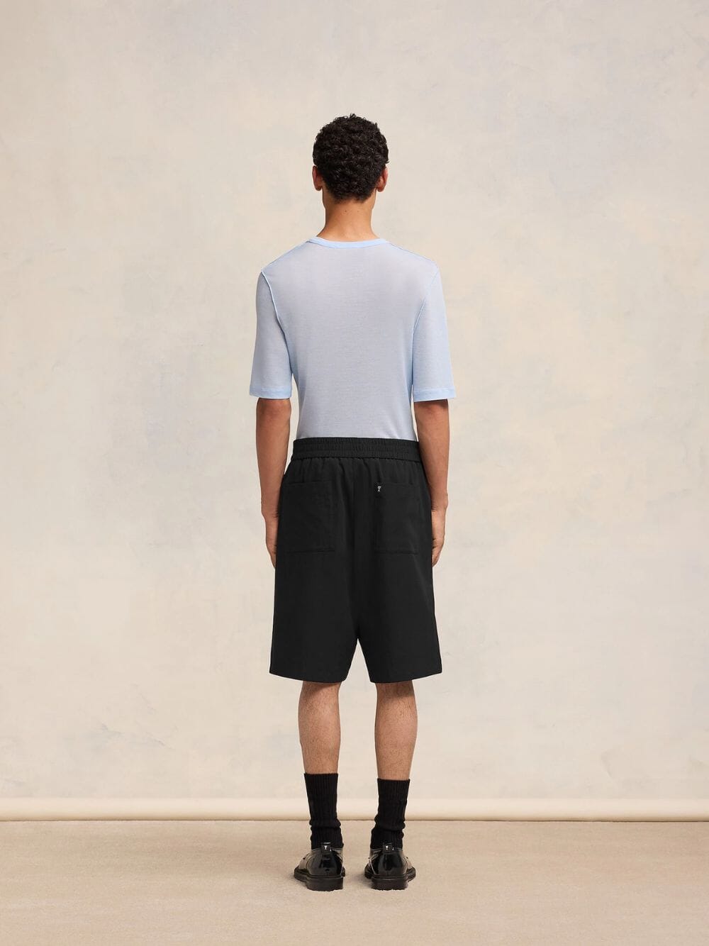 Elasticated Waist Black Bermuda Shorts
