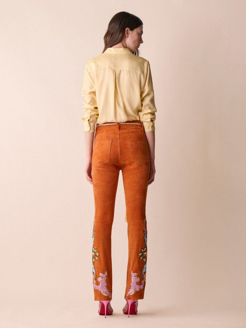 Capella Embroidered Suede Pants