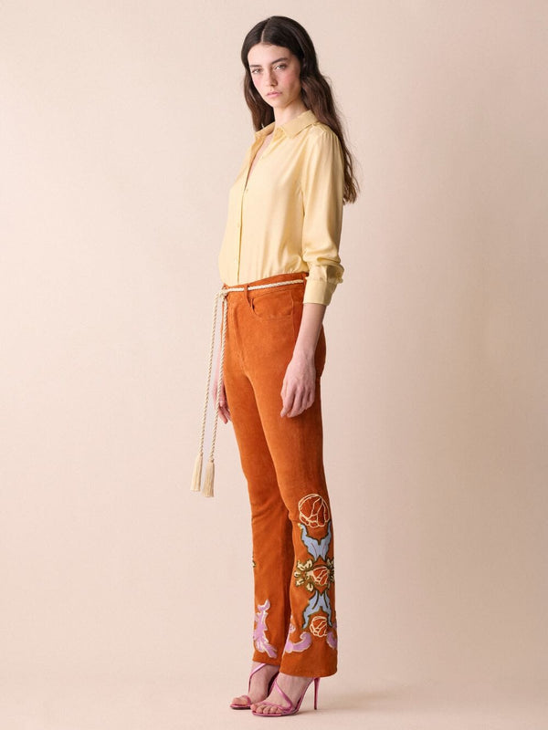 Capella Embroidered Suede Pants