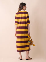 Cetus Striped Polo Dress With Embroidered Patch