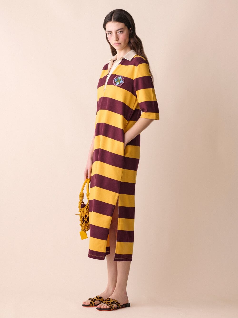 Cetus Striped Polo Dress With Embroidered Patch