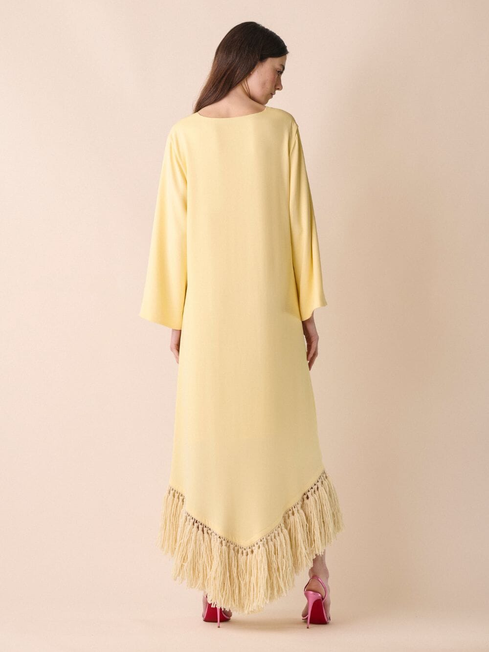 Onyx Chenille Embroidered Dress With Fringes
