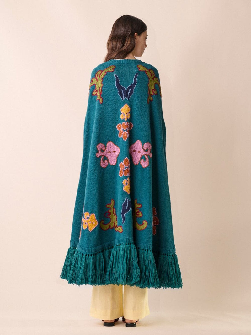 Saphire Embroidered Knitted Cape