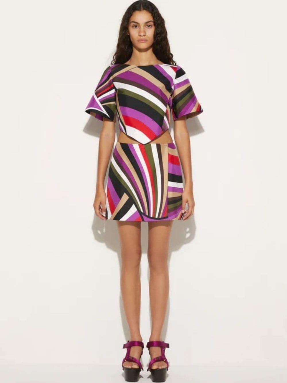 Printed Silk Twill Mini Skirt