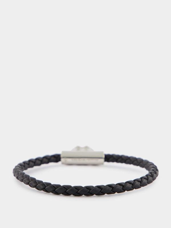Alexander McQueenBlack Seal Logo Leather Bracelet at Fashion Clinic