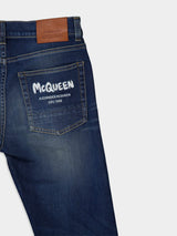 Alexander McQueenGraffiti Denim Jeans in Washed Blue at Fashion Clinic