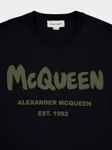 Alexander McQueenGraffiti Logo Print Black Sweatshirt at Fashion Clinic