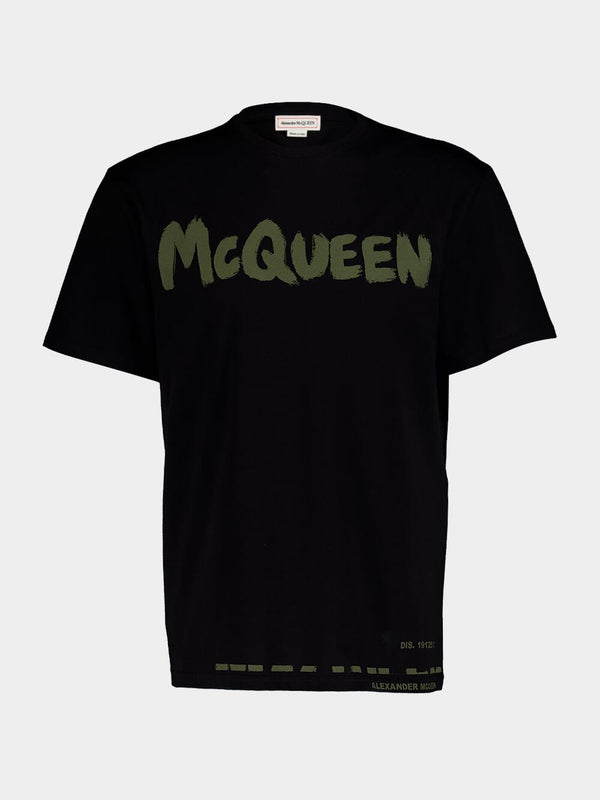 Alexander McQueenGraffiti Logo Print Black T-shirt at Fashion Clinic
