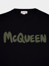 Alexander McQueenGraffiti Logo Print Black T-shirt at Fashion Clinic