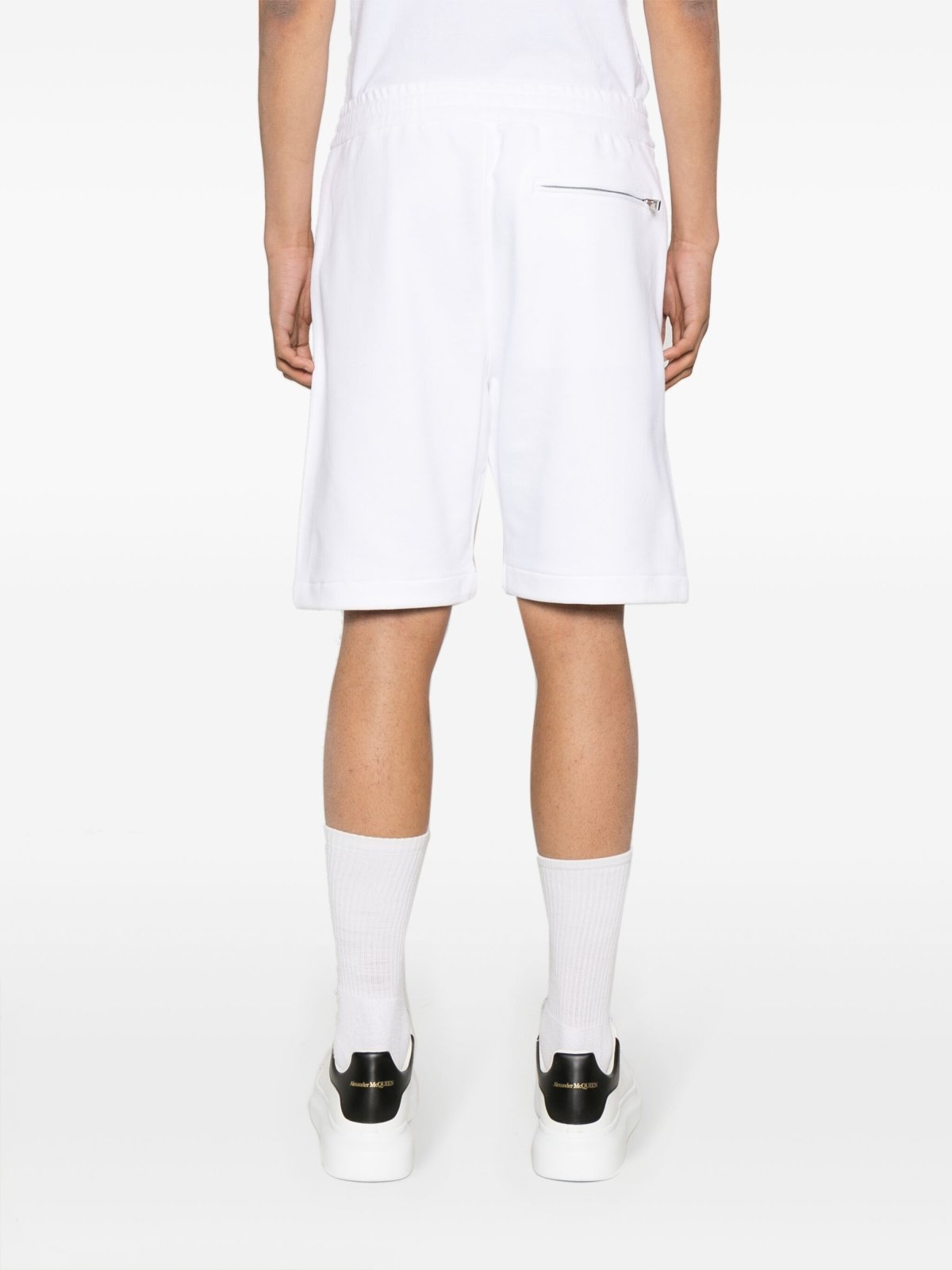 Alexander McQueenGraffiti Logo Print White Shorts at Fashion Clinic