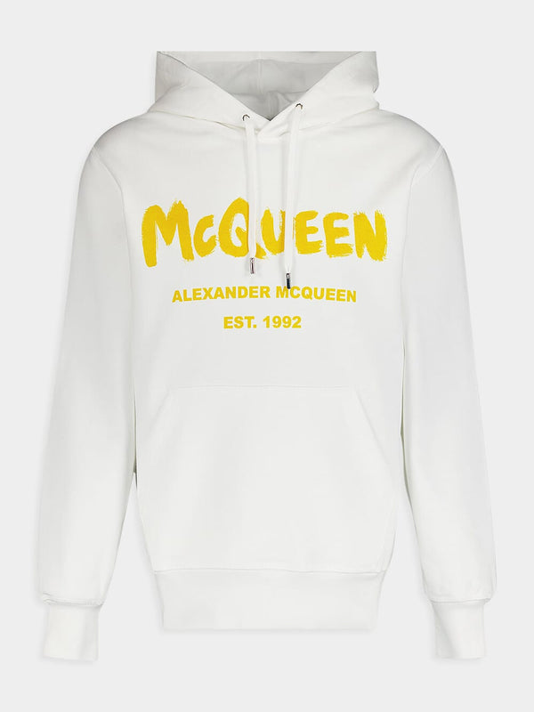 Alexander McQueenGraffiti Logo Print White Sweatshirt at Fashion Clinic