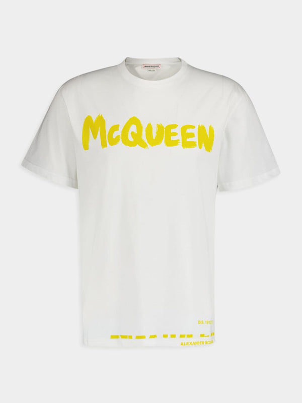Alexander McQueenGraffiti Logo Print White T-shirt at Fashion Clinic
