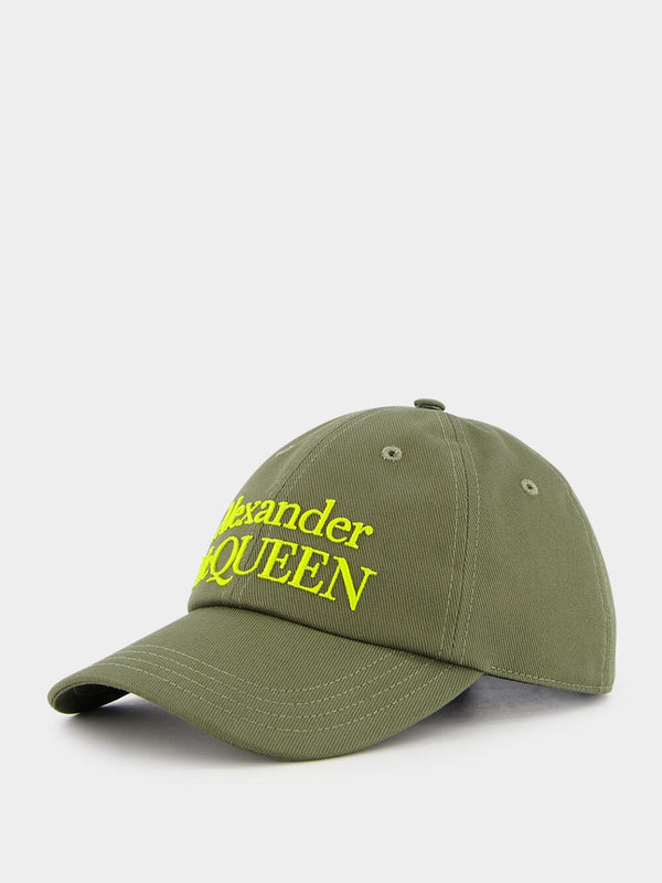 Alexander McQueenLogo-Embroidered Green Cotton Cap at Fashion Clinic