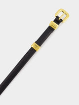 AltuzarraBlack Skinny Leather Belt with Gold Buckle at Fashion Clinic