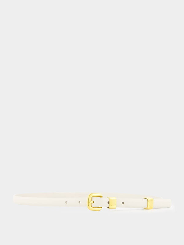 AltuzarraWhite Skinny Leather Belt with Gold Buckle at Fashion Clinic