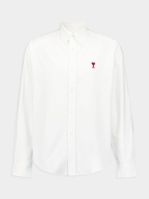 Ami ParisLogo-Embroidered Poplin Cotton Shirt at Fashion Clinic